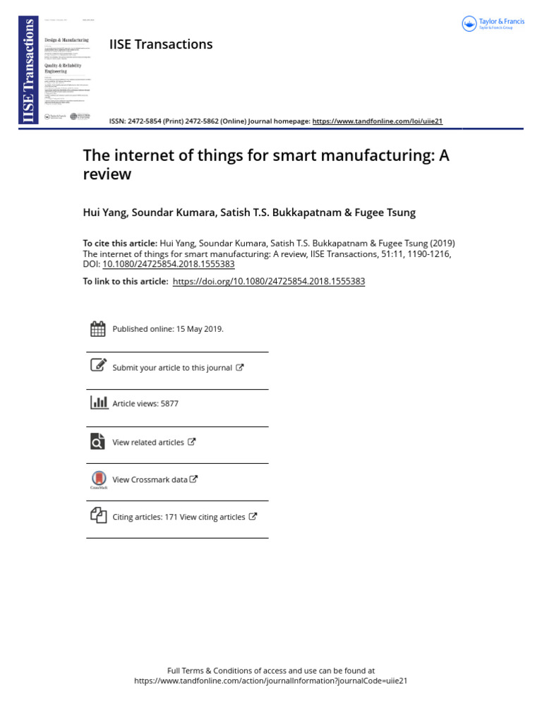IoT Innovations in Smart Manufacturing Review | PDF | Internet Of ...