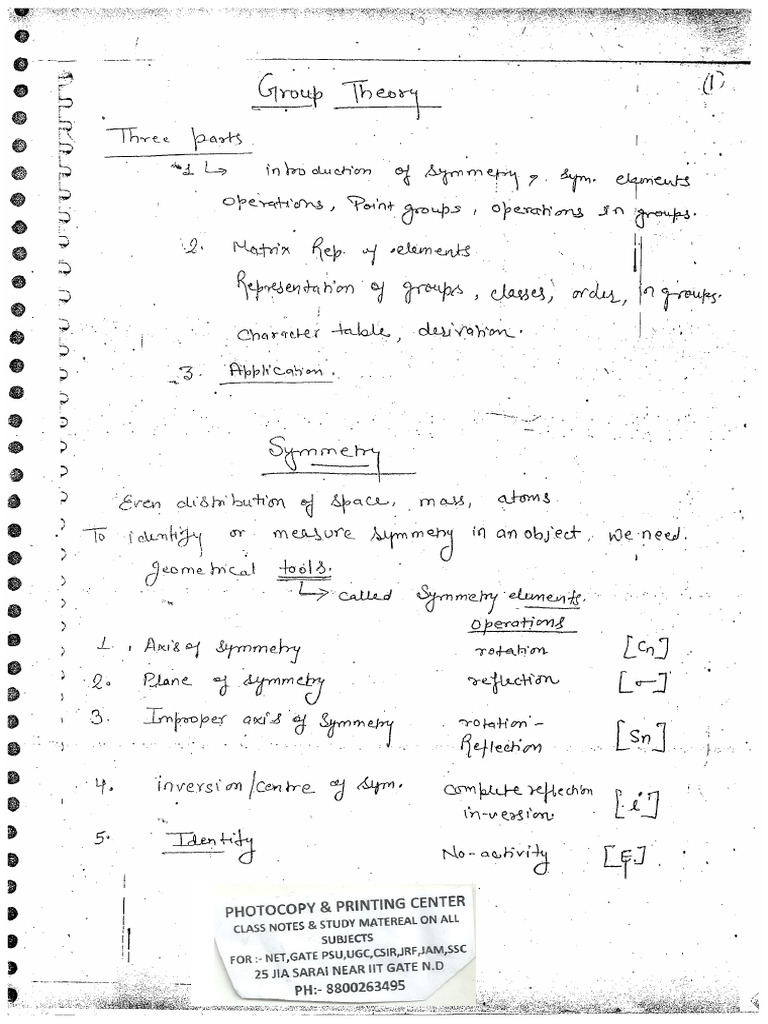 Group Theory Notes | PDF