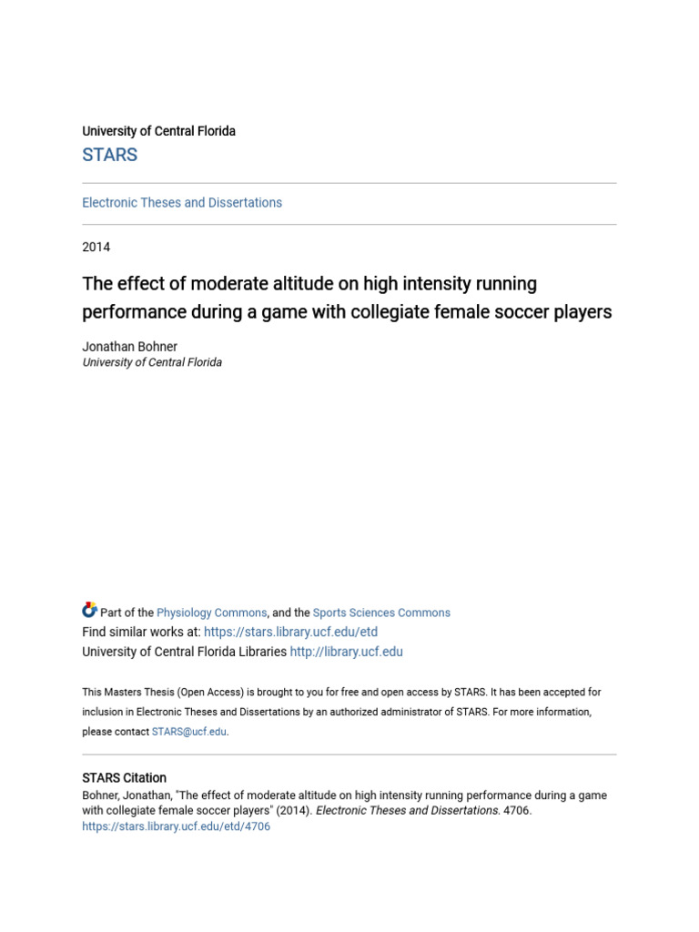 The Effect of Moderate Altitude On High Intensity Running Perform | PDF ...