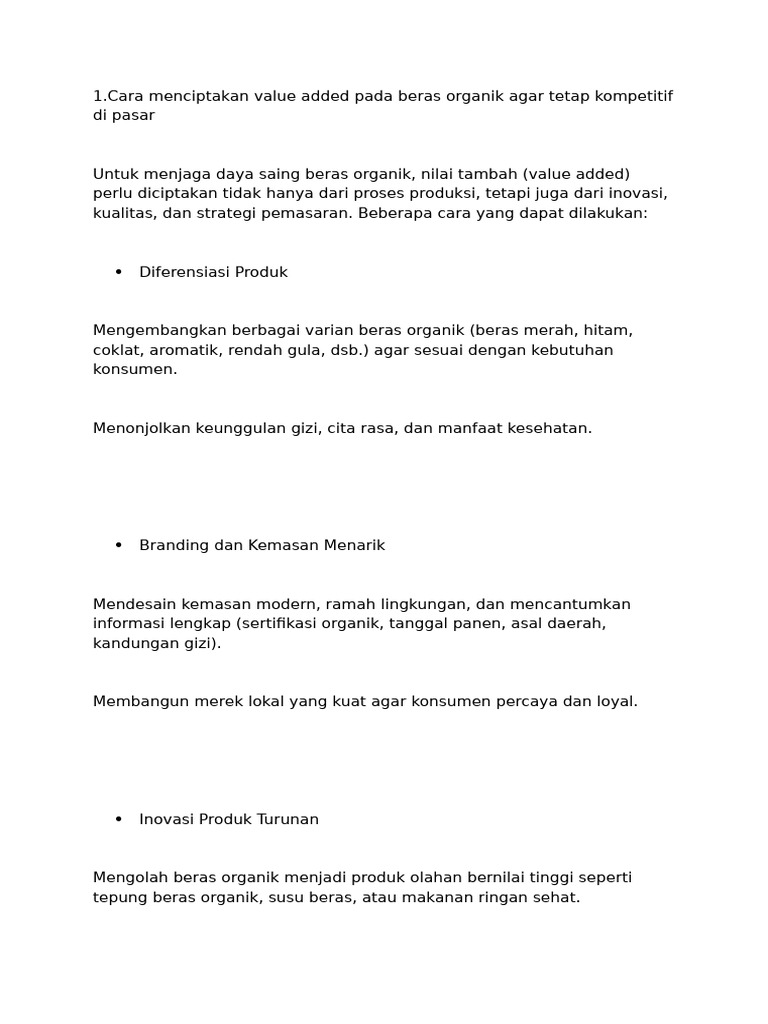 Strategi Value Added Beras Organik | PDF