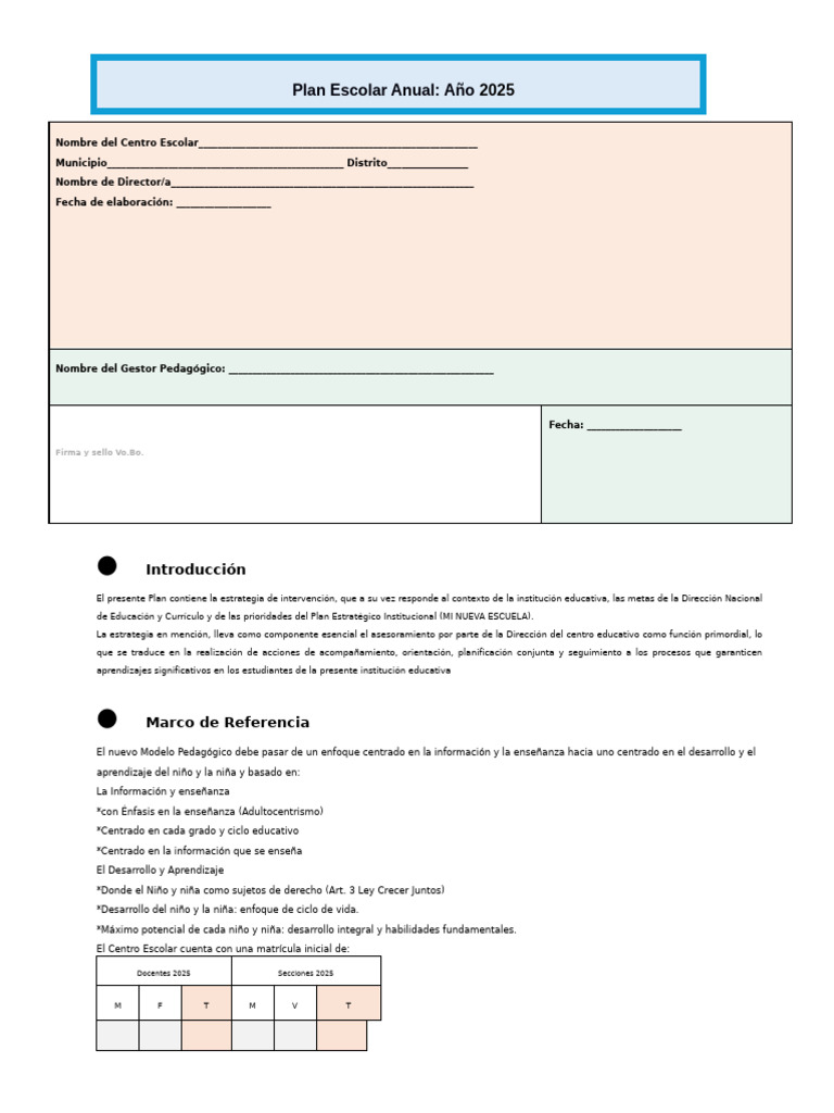 Plan Estratégico para Mejora Educativa 2025 | PDF | Enseñando | Plan de ...