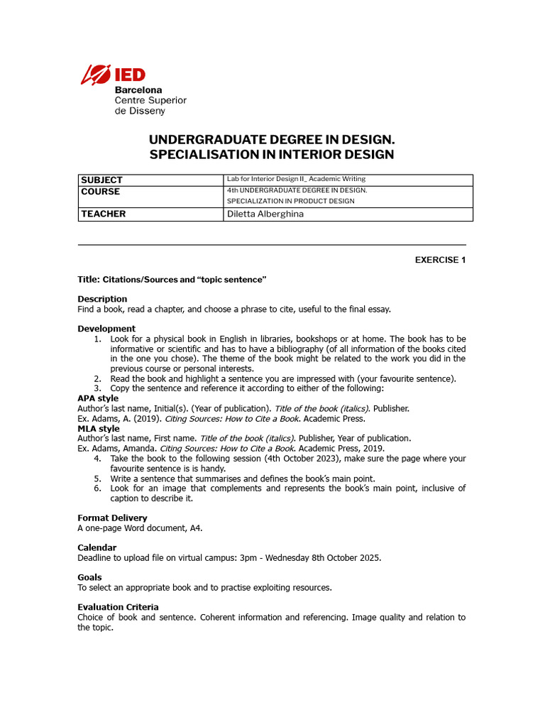 2526D Exercise 1 - EN - Academic Writing | PDF