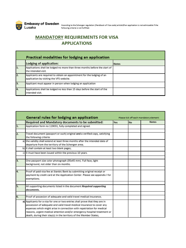 Checklist Mandatory | PDF | Travel Visa | Passport
