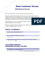 Sample - Bank Customer Survey: XXX Branch Service