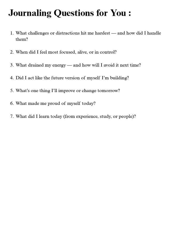 Daily Journaling Reflection Questions | PDF