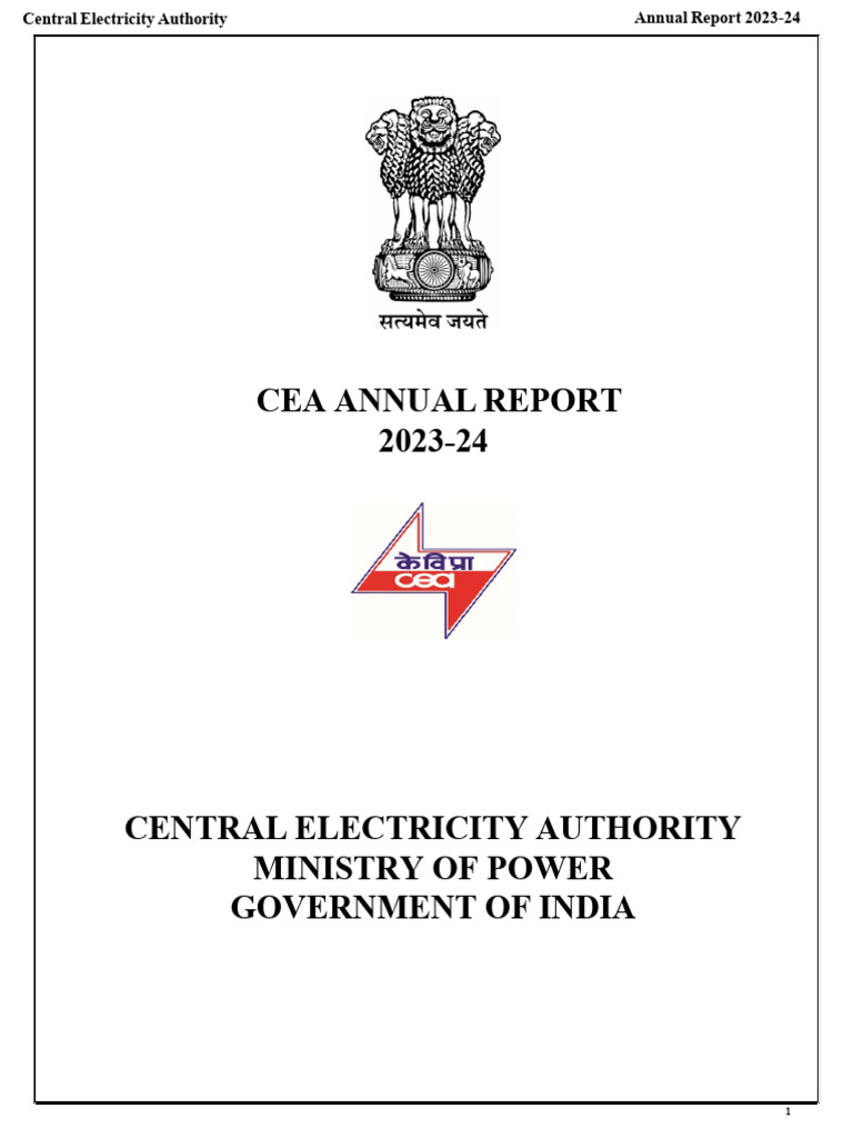 CEA Annual Report 2023-24 Overview | PDF | Electricity Generation ...