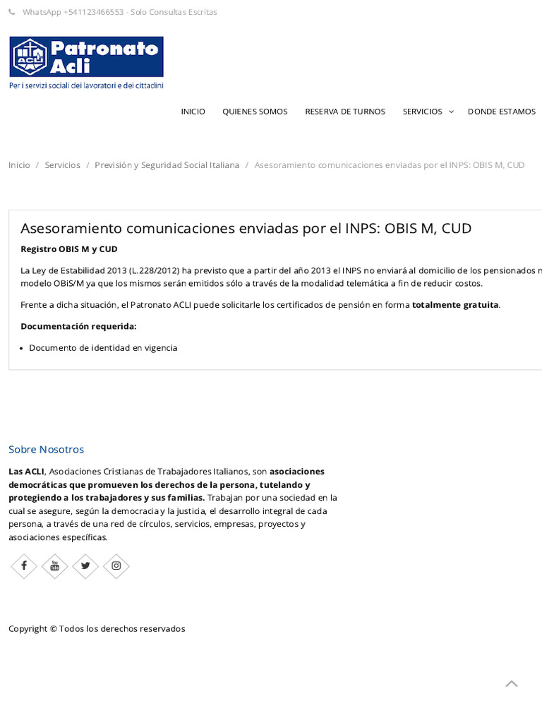Asesoría INPS: OBIS M y CUD Gratis | PDF