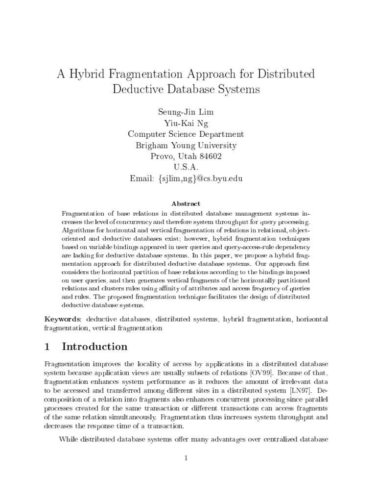 A Hybrid Fragmentation Approach For Distributed Deductive Database ...