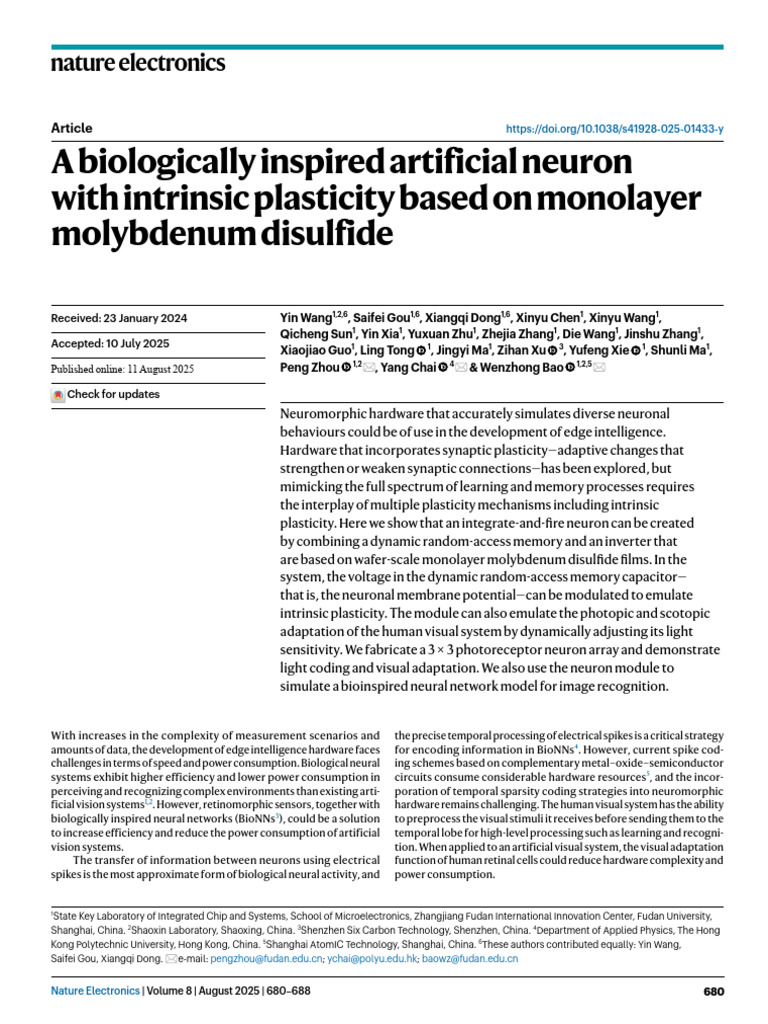 Biologically Inspired Neuron Design | PDF | Visual System | Synaptic ...
