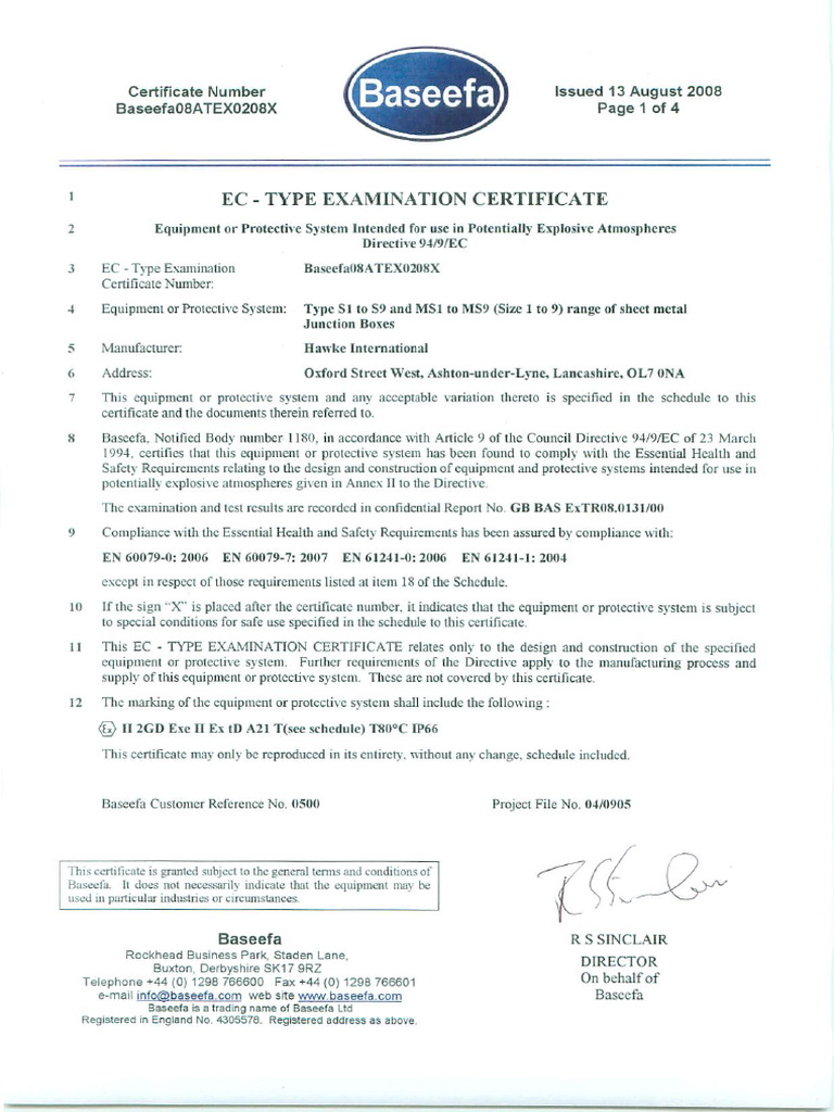 Bas - 08 Atex 0208 X | PDF