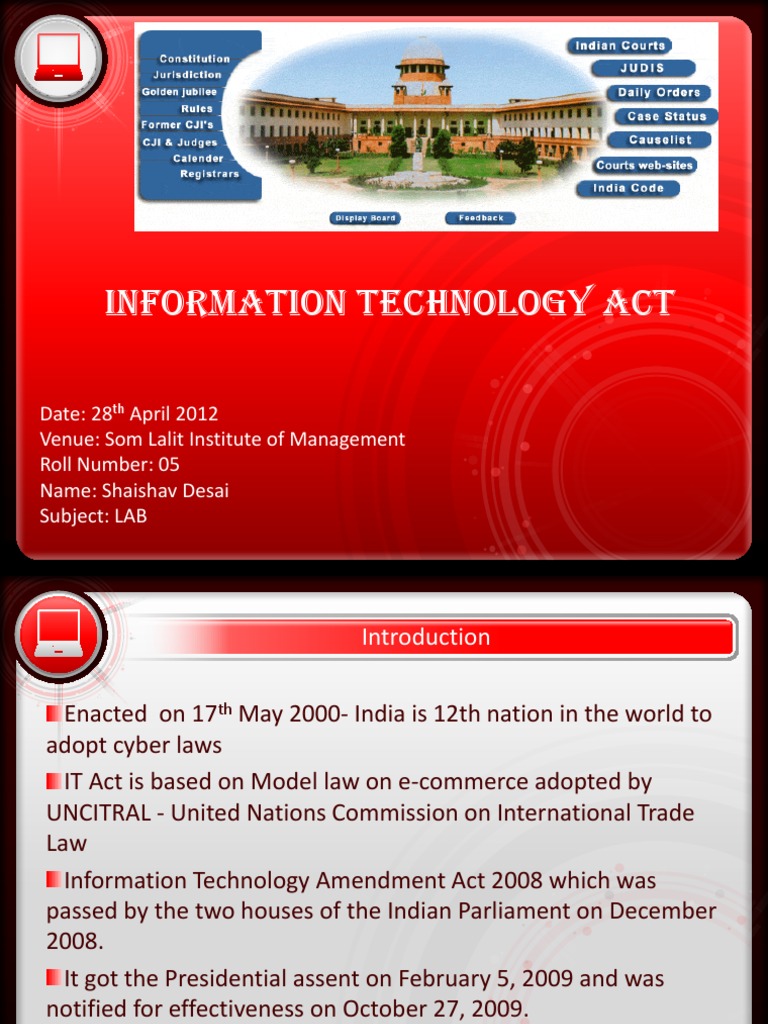 Information Technology Act: - Click To Edit Master Text Styles | PDF ...