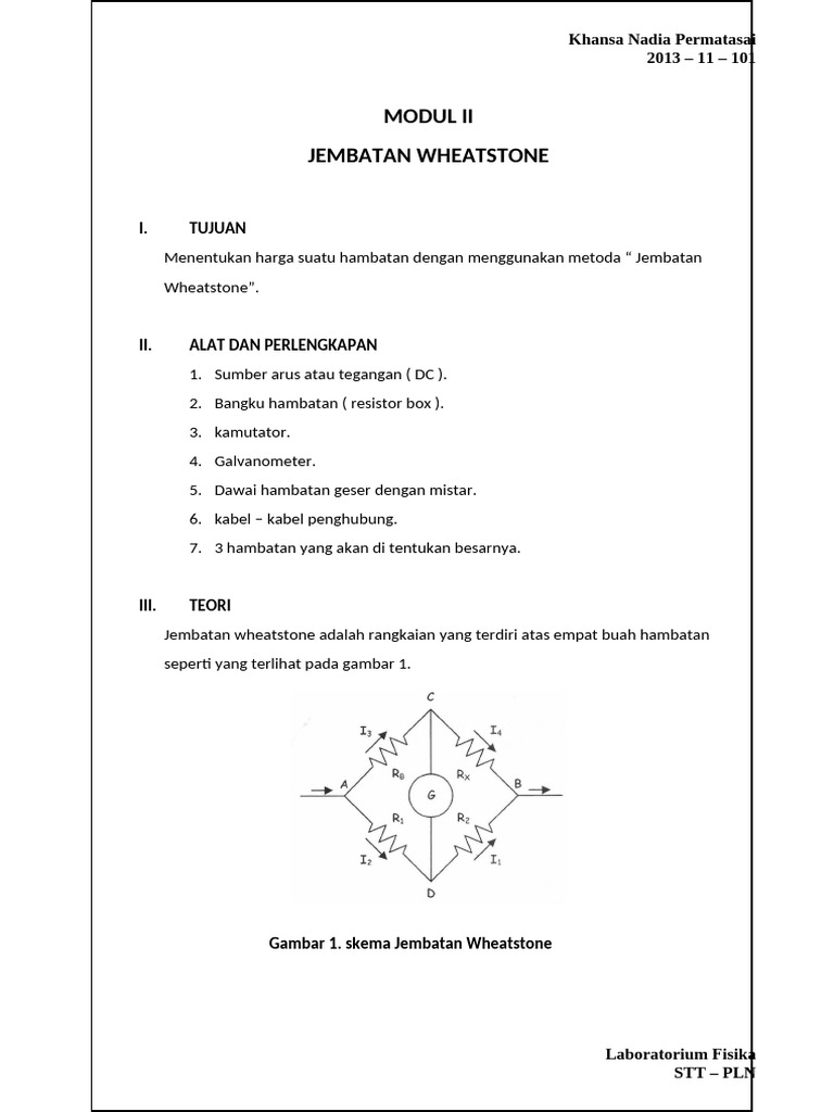 Modul II Jembatan Wheatstone | PDF