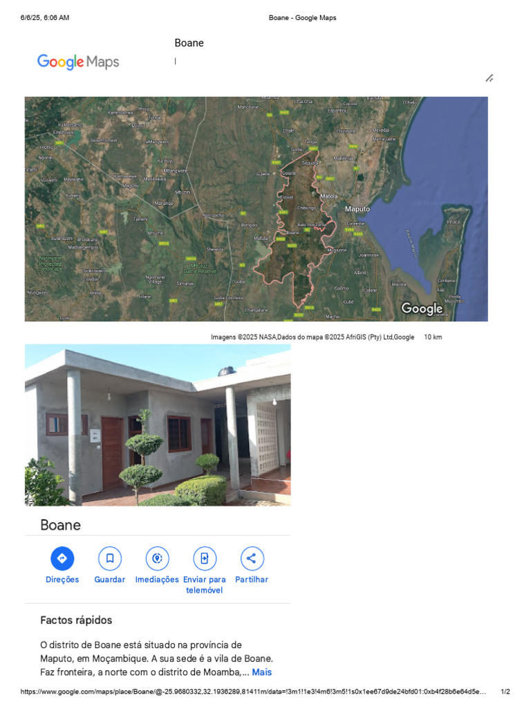 Mapa do Distrito de Boane, Moçambique | PDF