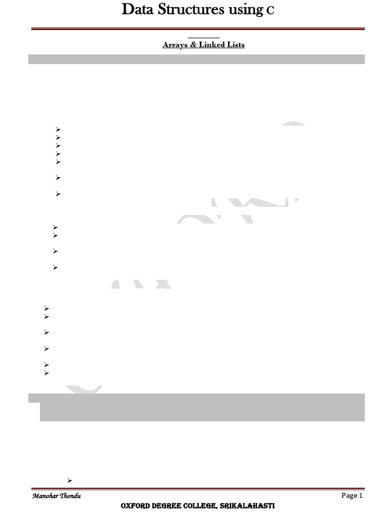 C Data Structures: Arrays & Linked Lists | PDF | Pointer (Computer ...