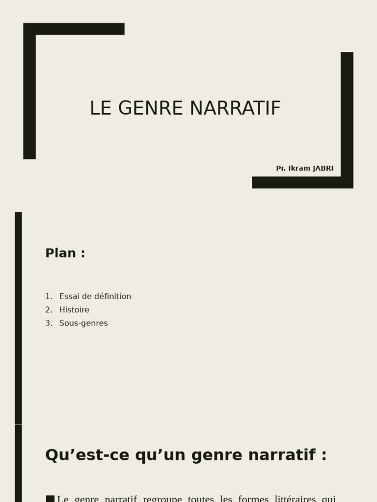 Comprendre le genre narratif | PDF | Romans | Poésie épique