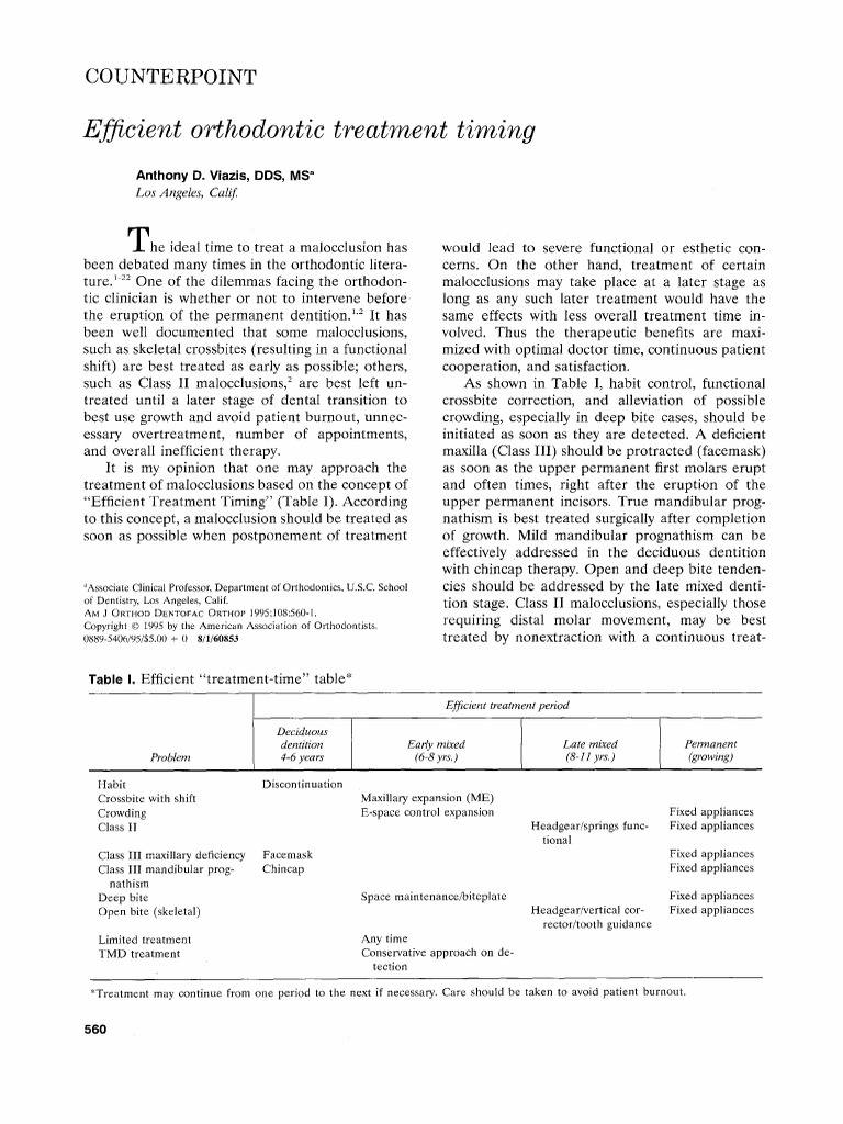 Efficient Timing for Orthodontic Treatment | PDF | Orthodontics ...