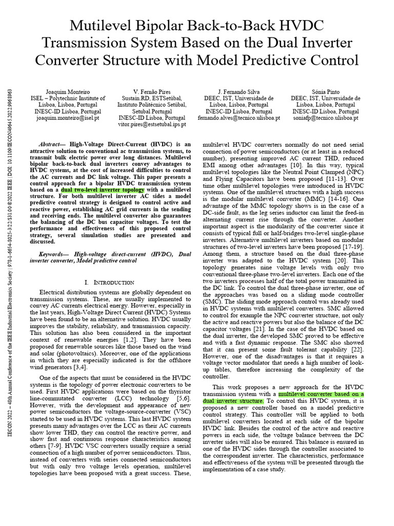 Multilevel HVDC Control with Dual Inverter | PDF | High Voltage Direct ...