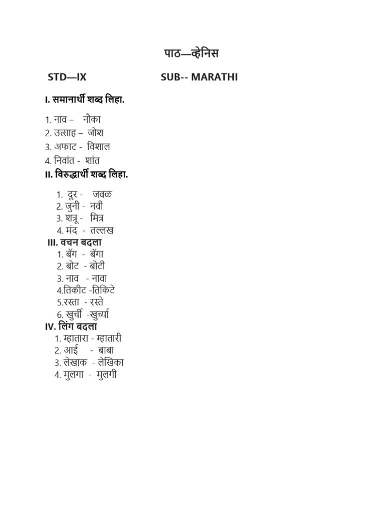 IX STD NEW व्हेनिस 2024 V IMP | PDF