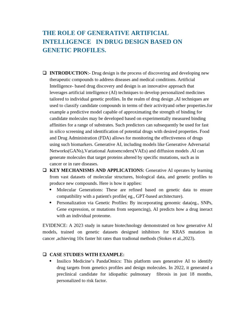 Generative AI in Personalized Drug Design | PDF | Drug Design ...