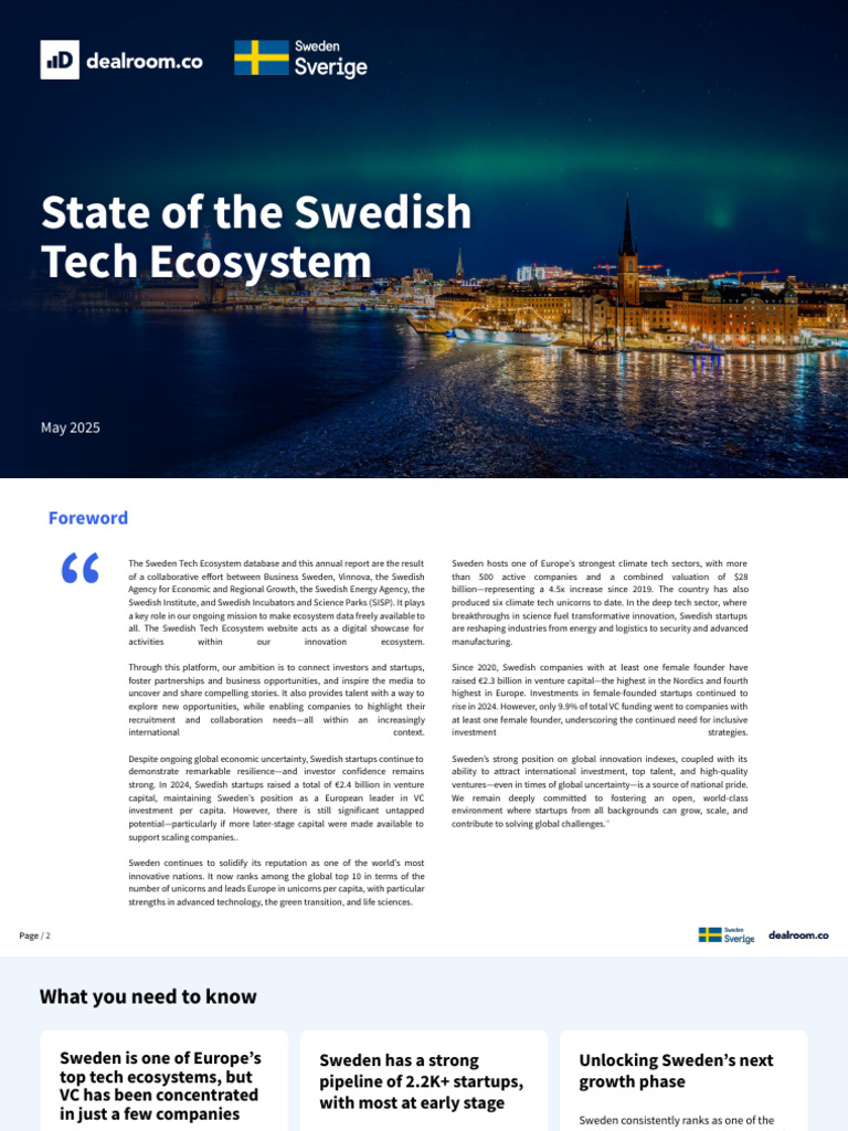 Swedish Tech Ecosystem Report 2025 | PDF | Venture Capital | Corporate ...