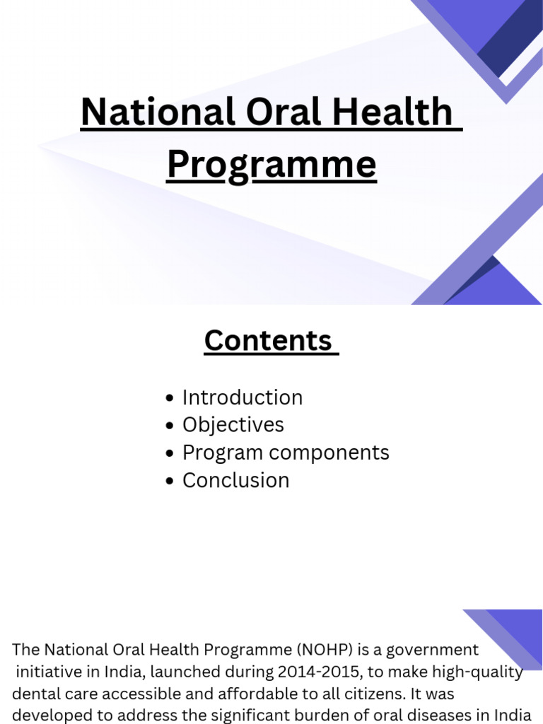 National Oral Health Programme Overview | PDF | Dentistry | Oral Hygiene