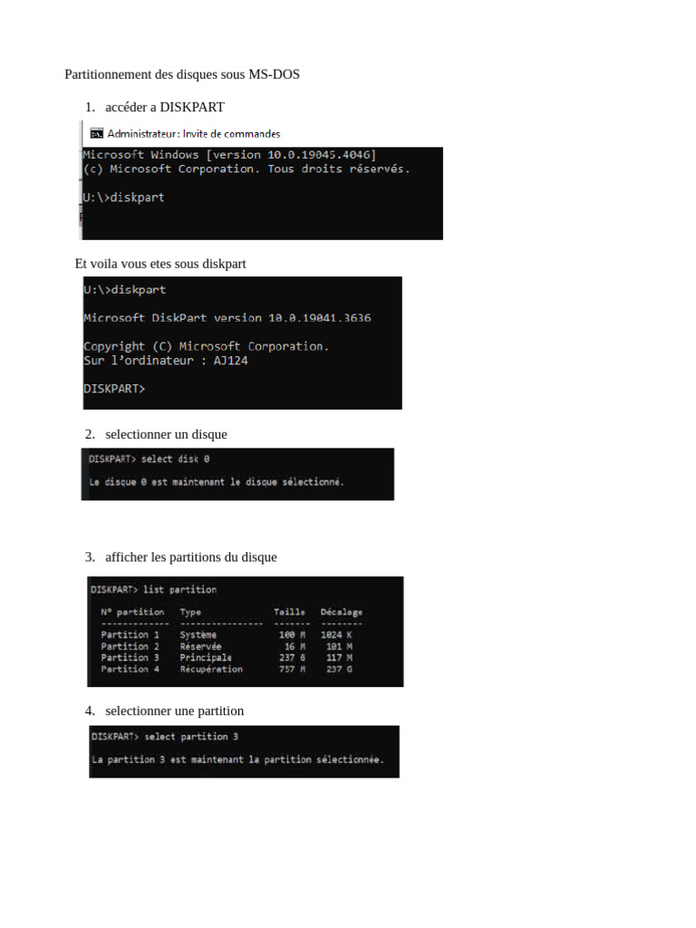 Guide de partitionnement sous MS-DOS | PDF