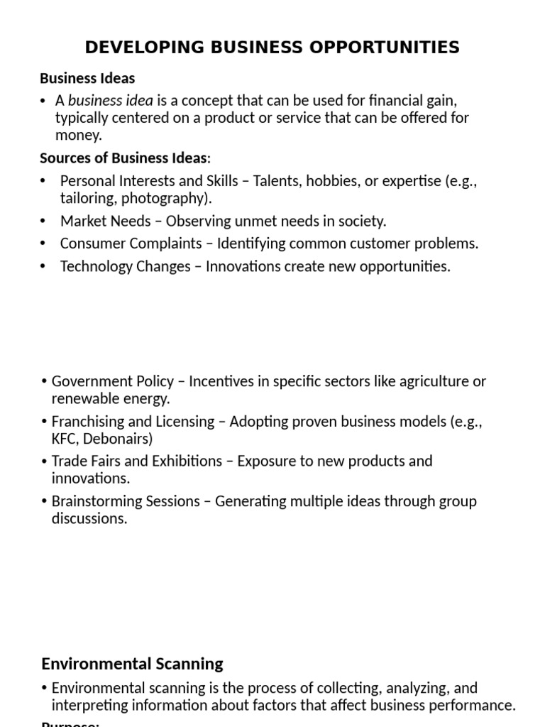 Developing Business Opportunities | PDF | Business | Private Sector