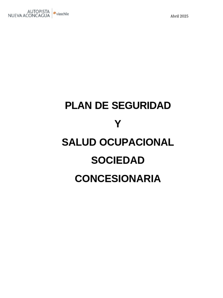 Plan de Seguridad y Salud Ocupacional 2025 | PDF | Seguridad y salud ...