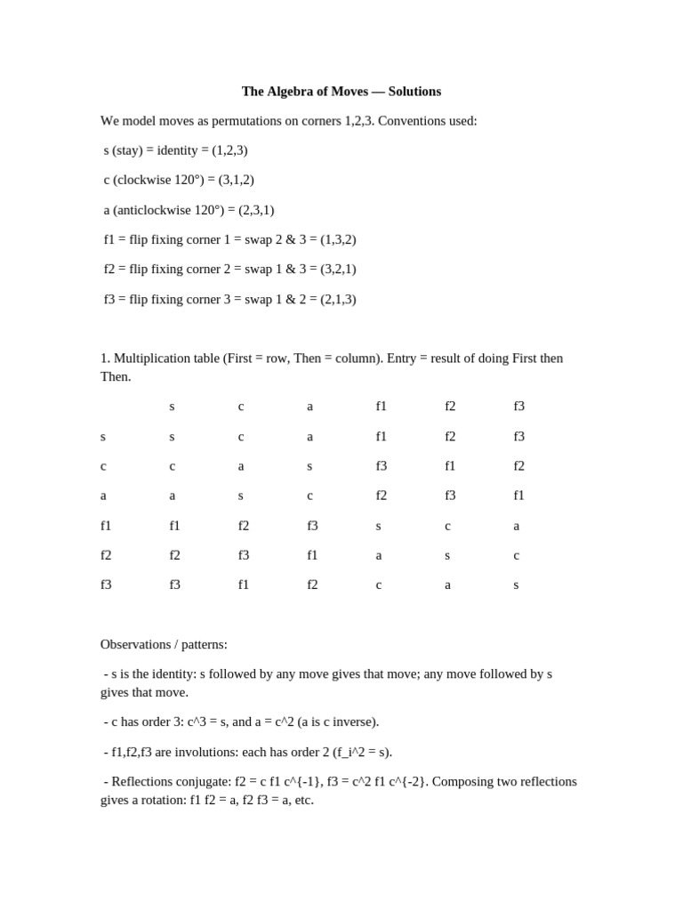 Algebra of Moves: Permutations & Patterns | PDF | Group (Mathematics ...