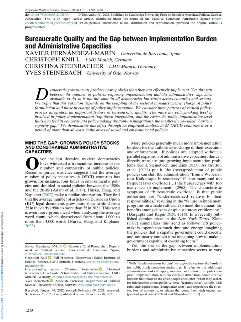 Bureaucratic Quality and Policy Implementation Gap | PDF | Policy ...