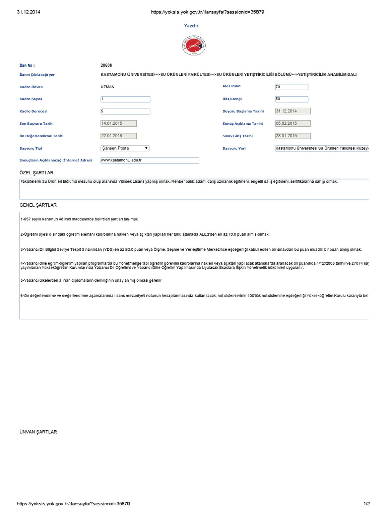 2014 10 593 Kastamonu31122014Ilan | PDF