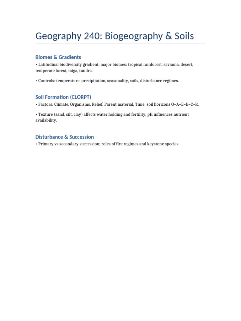 College Geography Class Notes 4 | PDF