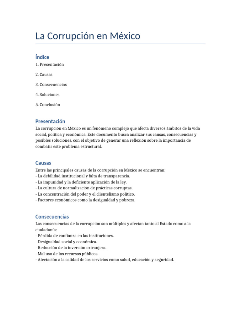 Causas de la Corrupción en México | PDF