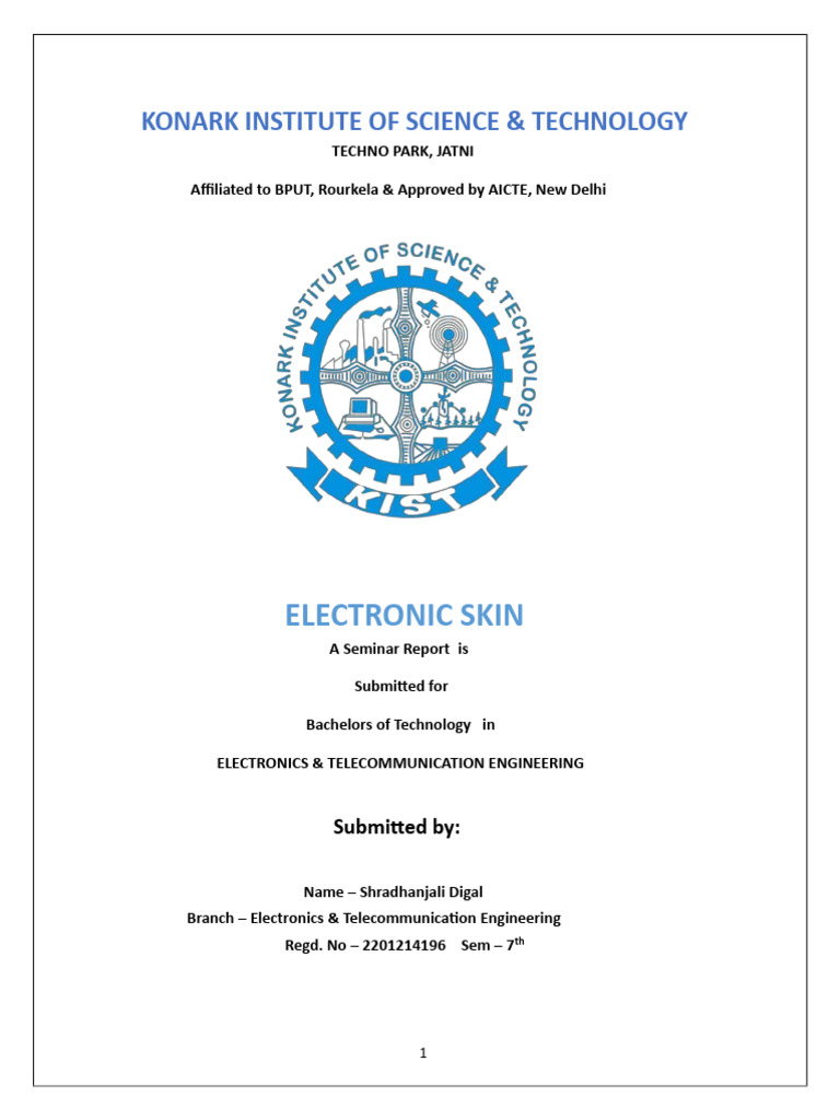 Seminar Report on Electronic Skin Technology | PDF | Sensor | Wearable ...