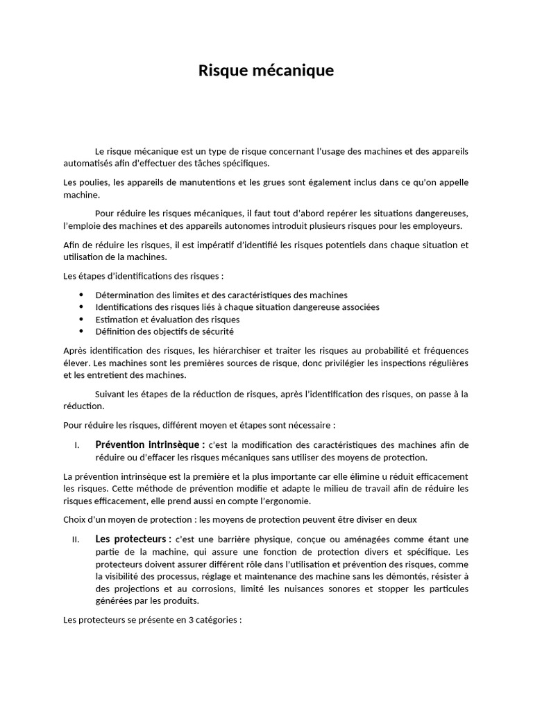 Gestion des Risques Mécaniques en Entreprise | PDF | Risque