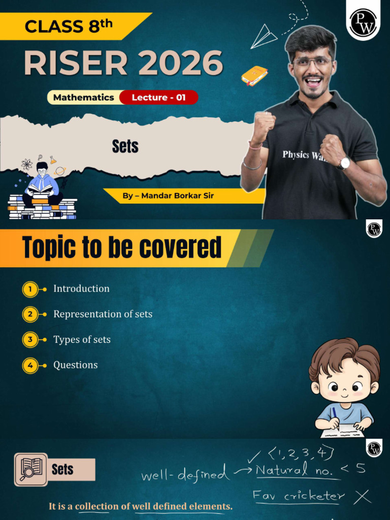 Sets 01 - Class Notes - RISER 2026 (Class 8th) | PDF
