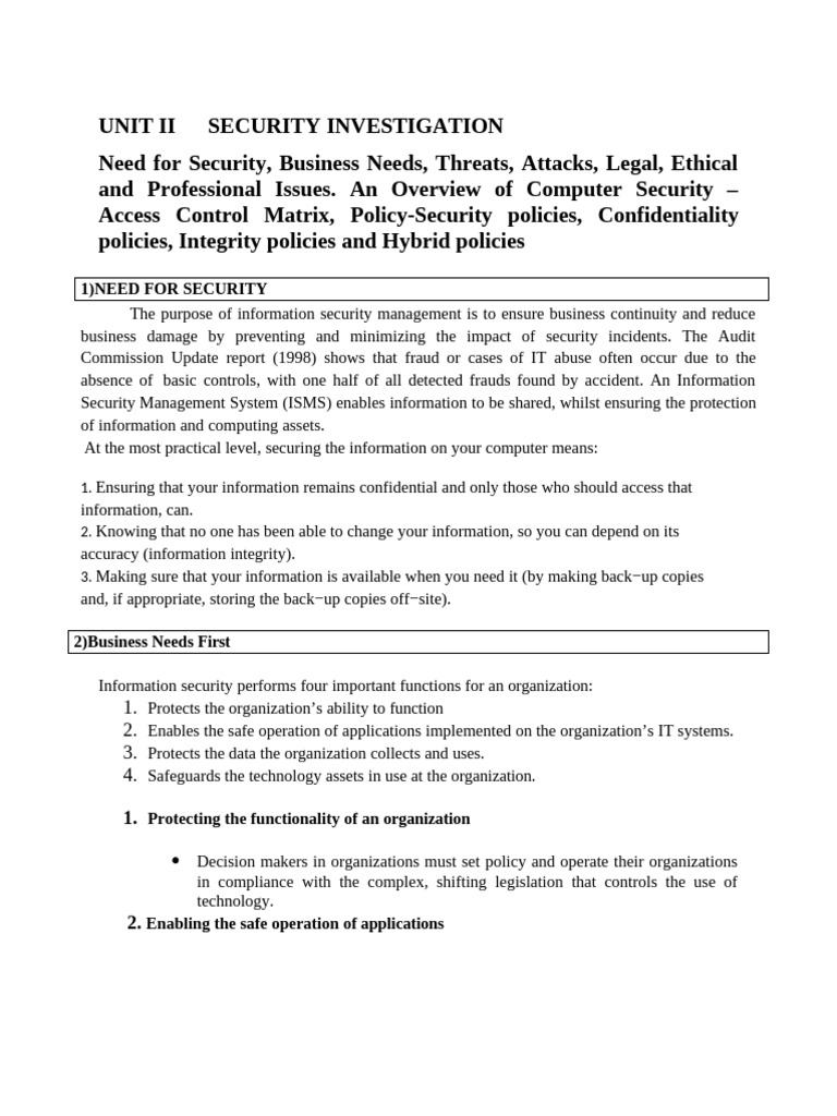 Unit II Security Investigation | PDF | Malware | Denial Of Service Attack