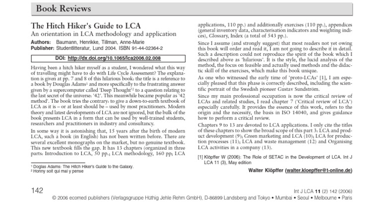 Guide to Life Cycle Assessment (LCA) | PDF | Life Cycle Assessment ...