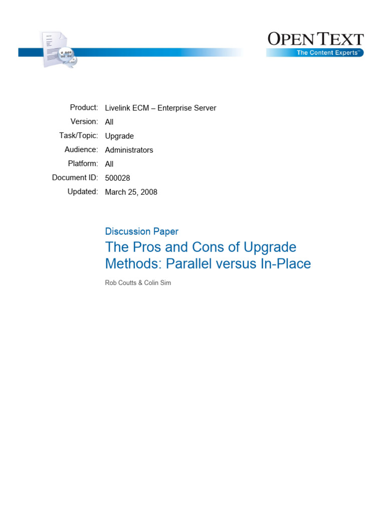 Upgrade Methods for Livelink ECM | PDF | Backup | Databases