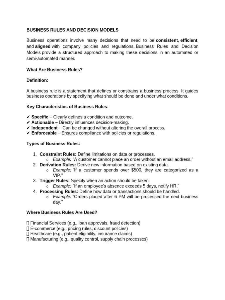 Business Rules & Decision Models Explained | PDF | Business | Taxes