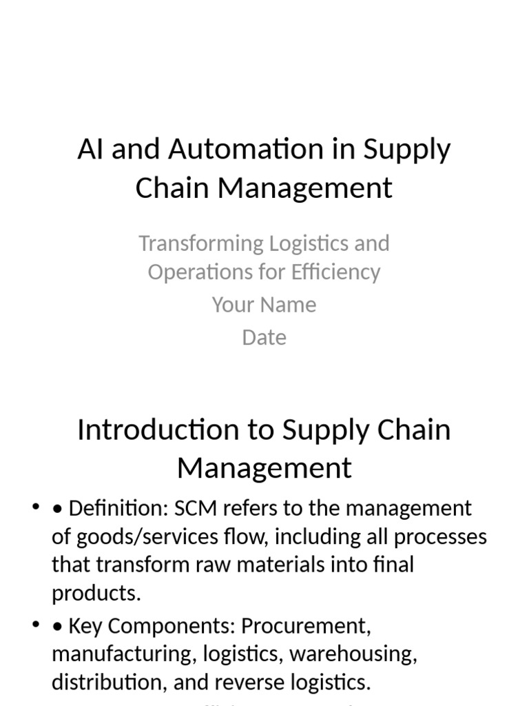 AI & Automation in Supply Chains | PDF | Automation | Supply Chain ...