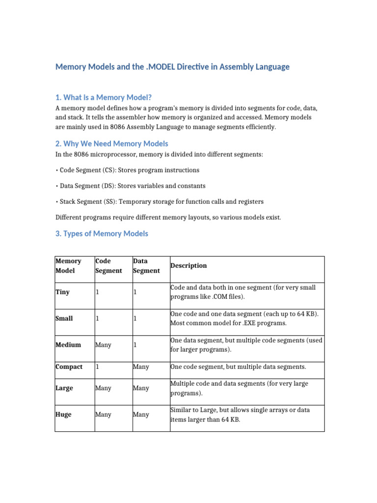 Understanding Memory Models in Assembly | PDF | Assembly Language ...