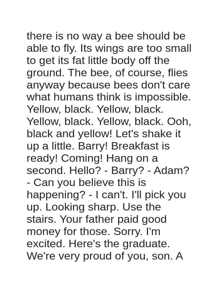 Bee Movie Script Excerpt | PDF | Honey | Bees