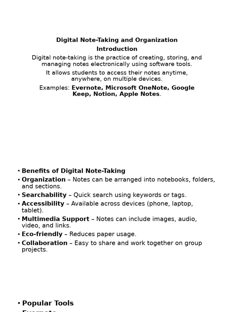 Benefits of Digital Note-Taking Tools | PDF