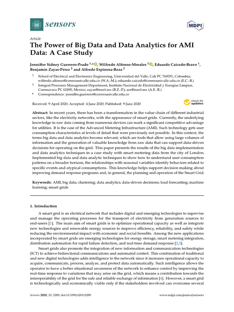 sensors-20-03289 | PDF | Smart Grid | Big Data