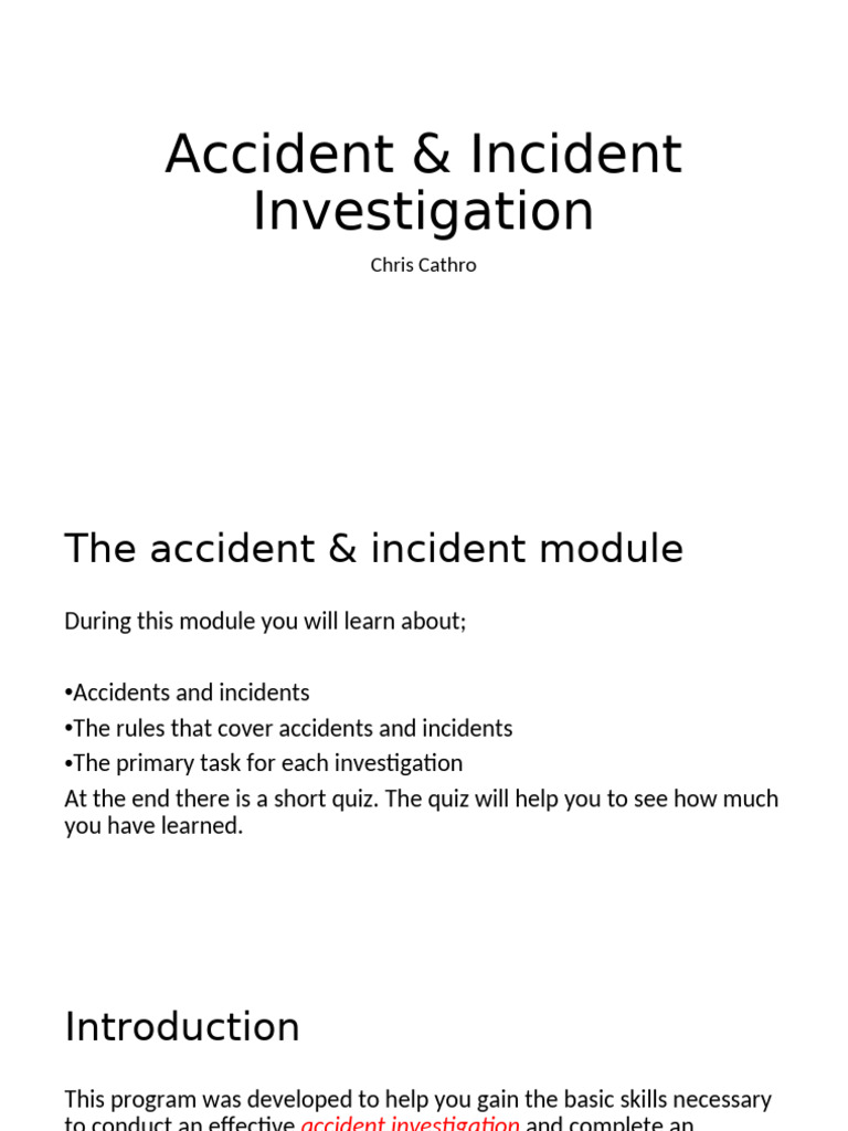 Accident Investigation Training Guide | PDF | Occupational Safety And ...