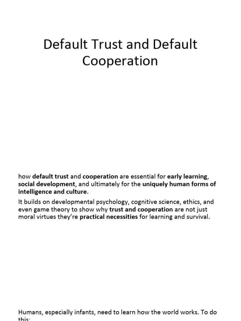 Default Trust and Cooperation in Learning | PDF | Cooperation | Mind