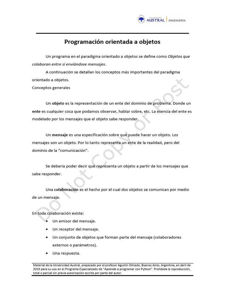 M1 - L2 - Conceptos de Programación Orientada A Objetos | PDF | Objeto ...