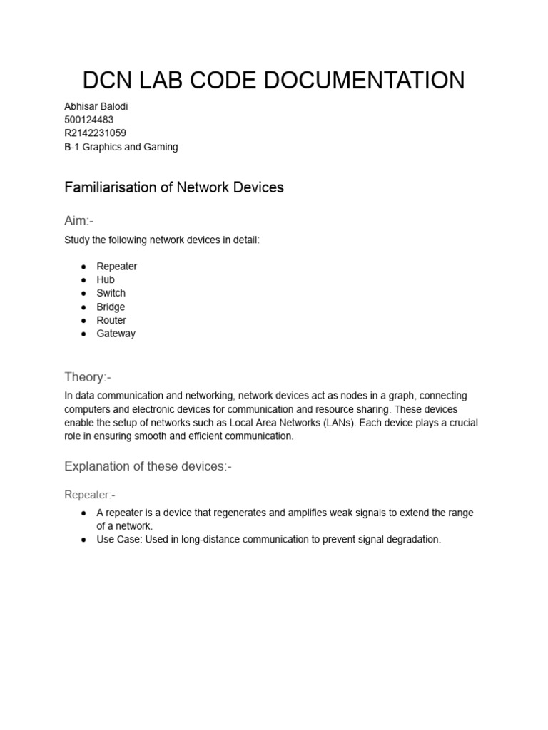 Network Devices and Bit Stuffing Guide | PDF | Computer Network | Ip ...