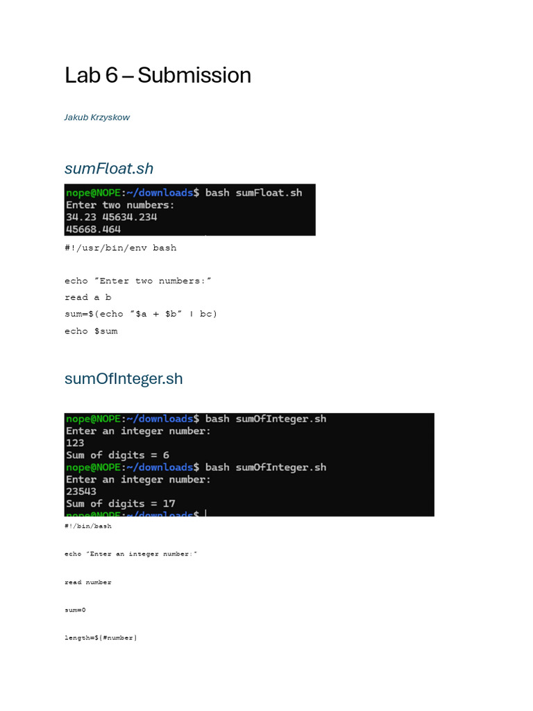 Bash Scripts for Math Operations | PDF